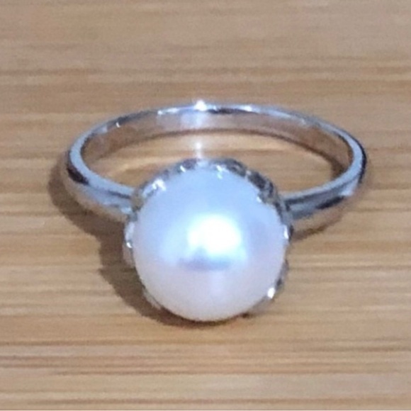 Estate Cultured Pearl Ring Marked 925 China Cannot Make Out Maker's Mark - Picture 2 of 7